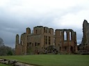 Storm clouds behind the castle ruins